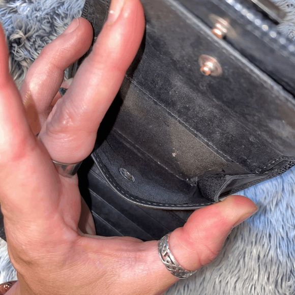 Salvatore Ferragamo Snakeskin Black Silver-Tone Hardware Tri-Fold Wallet MP $398 - Picture 2 of 15